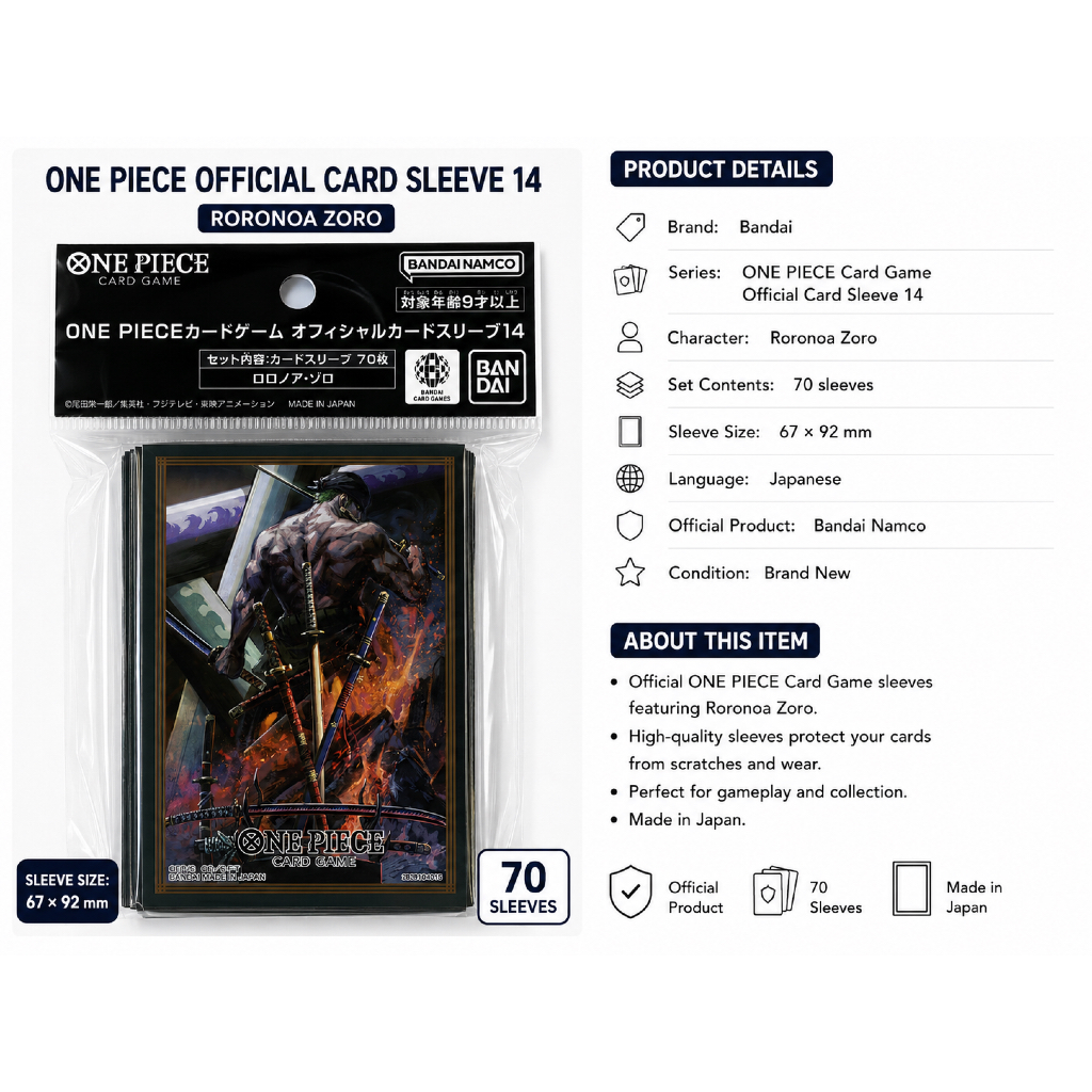 ONE PIECE Card Game Roronoa Zoro Card Sleeves Vol.14 Bandai