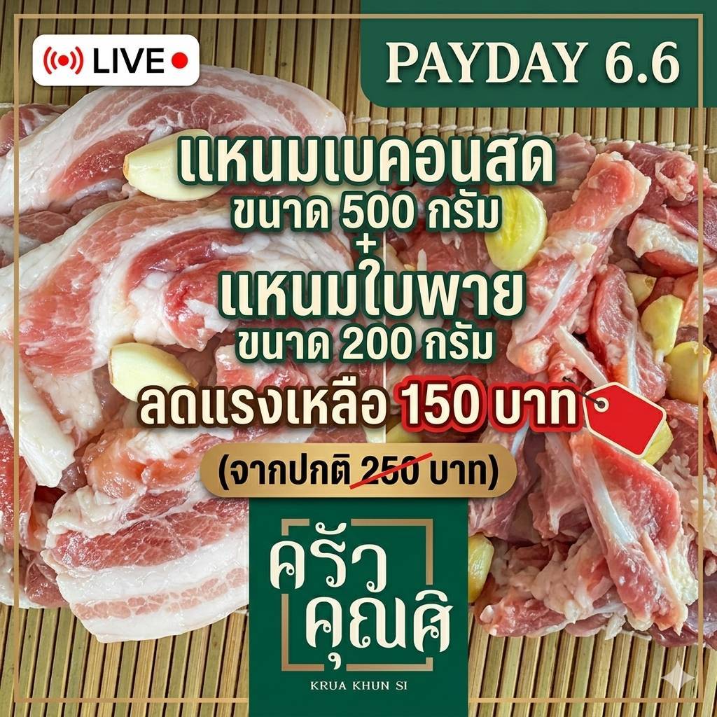 Payday 6.6 แหนมเบคอนสดขนาด500กรัม + แหนมใบพายขนาด200กรัม ลดดแรงเหลือ 150บาท (จากปกติ 250บาท)