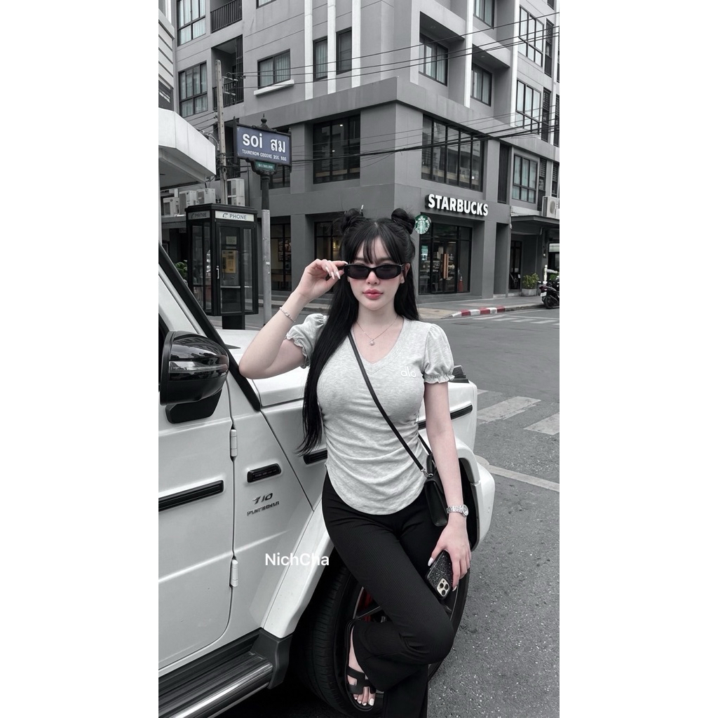 #Nicha ผ้านำเข้าทั้งชุด งานสวยเป๊ะ บอกเลยว่ากางเกงขาม้าใส่แล้วหุ่นผอมเพรียวขายาวมากกก