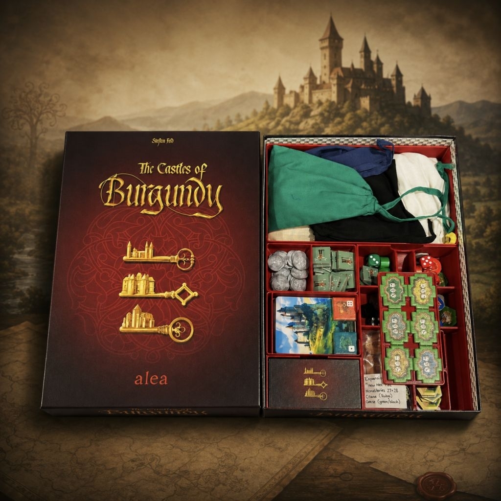 ​🏰 Insert The Castles of Burgundy (2019) 🔑 Organizer บอร์ดเกม งาน 3D Print วัสดุ PETG (ไม่รวมตัวเกม)