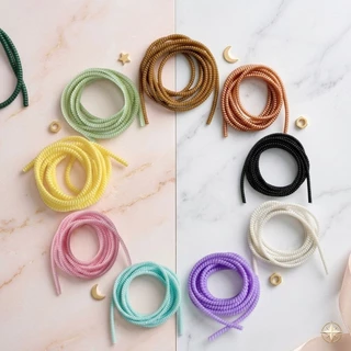[⚡ส่งจากไทย] สายถนอมสายชาร์จ เกลียวพันสายชาร์จ สีพาสเทล ป้องกันสายหัก งอ ยาวประมาณ 60-70 ซม