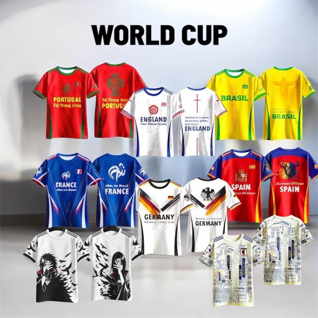 เสื้อกีฬา บอลโลก 2026 ผ้าไมโครสปอร์ตนุ่มใส่สบาย พิมพ์ลายในเนื้อผ้าสีสดใสไม่หลุดลอก