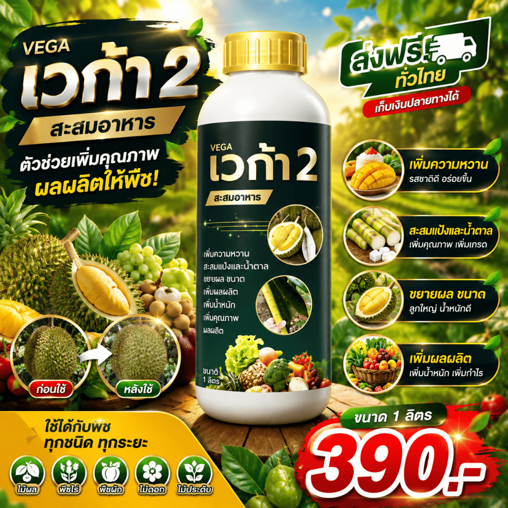 สะสมอาหาร เพิ่มความหวาน สะสมแป้งและน้ำตาล ขยายผล เวก้า2  ขนาด 1 ลิตร