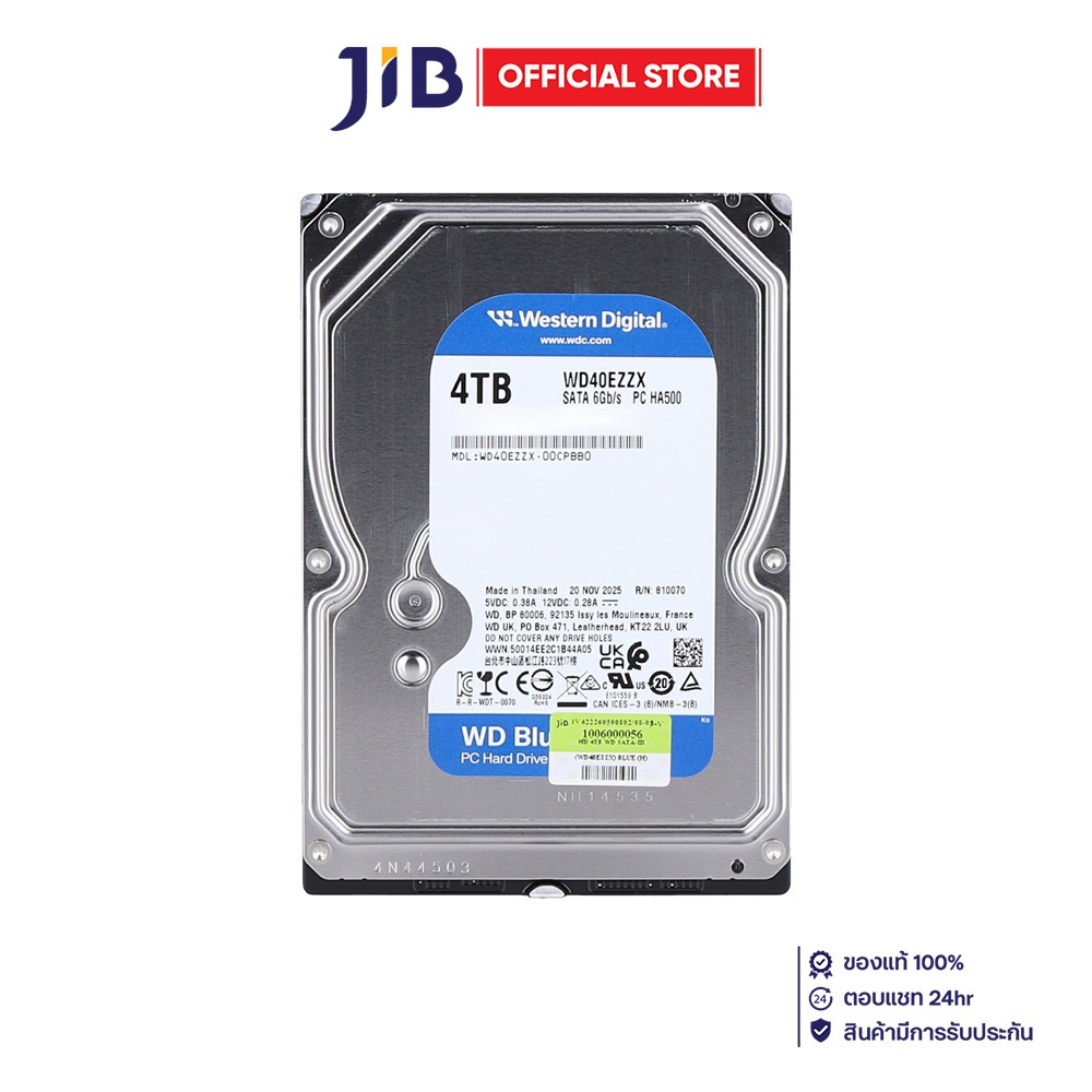 4 TB 3.5 INCH HDD ฮาร์ดดิสก์ 3.5 นิ้ว WD BLUE - 5400RPM 128MB SATA3 WD40EZZX