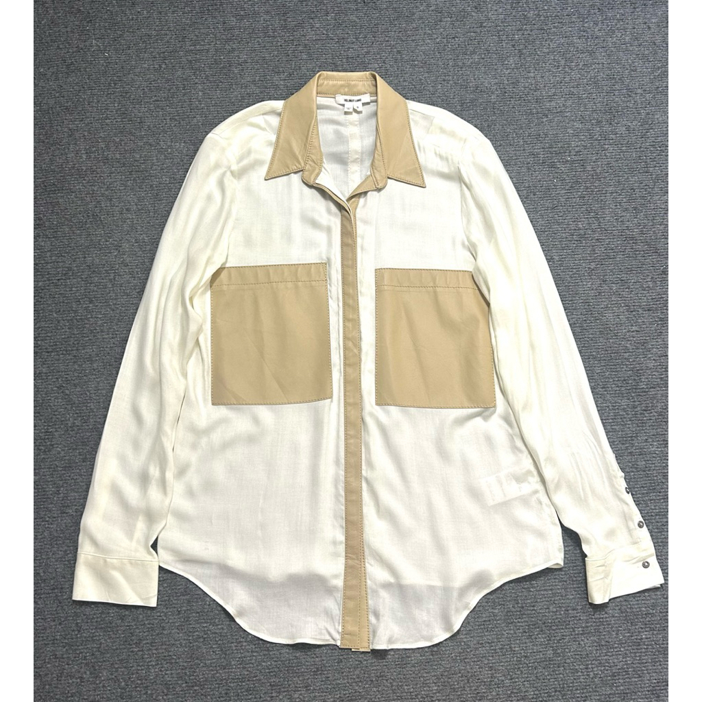 rayon blouse with brown sheep skin hel.. made in usa