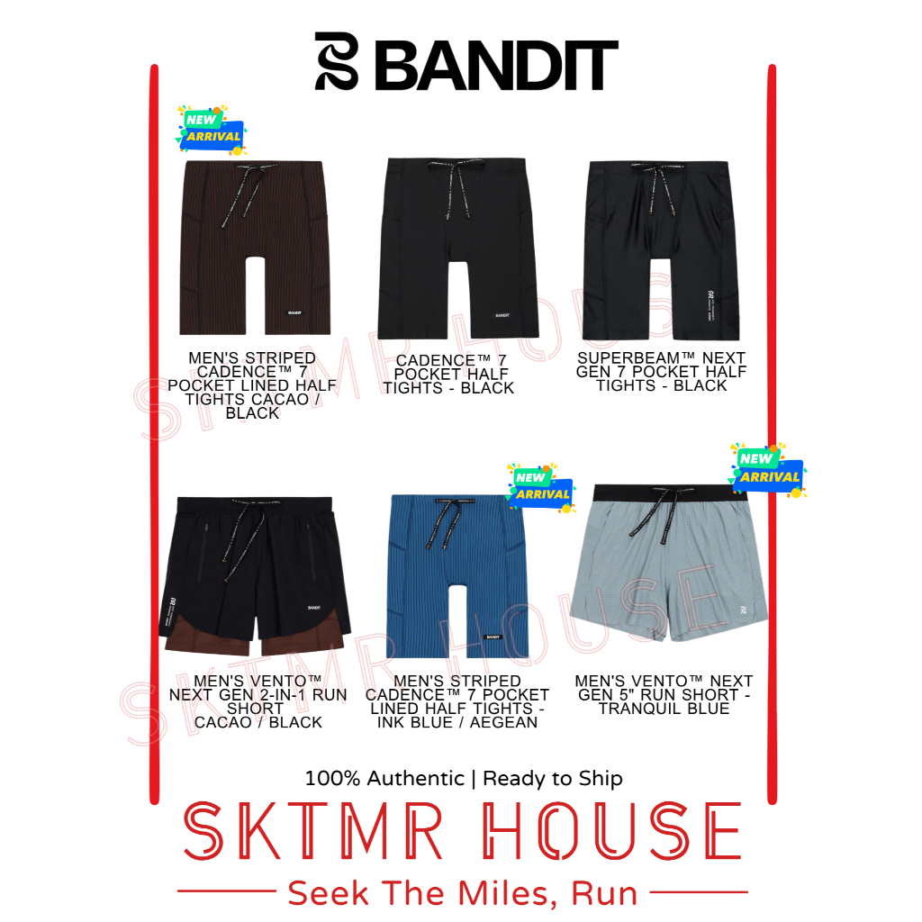 [พร้อมส่ง]  กางเกงวิ่ง Bandit GridLock, Cadence, Superbeam Half Tight, Vento™ 3" Split Short, Vento™ 5" Training Short