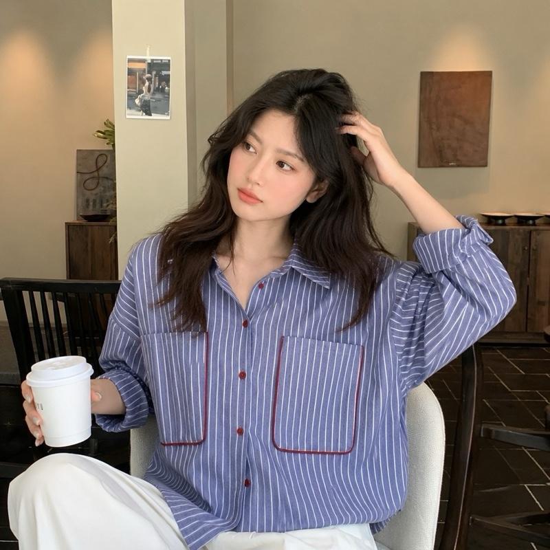 Chanan☘️CN135 4สี เสื้อเชิ้ตStrip collection คอตตอน Oxford เนื้อดี สวยใส่สบาย ใส่แล้วดูดีแบบ effortless (อก30-42 นิ้ว)
