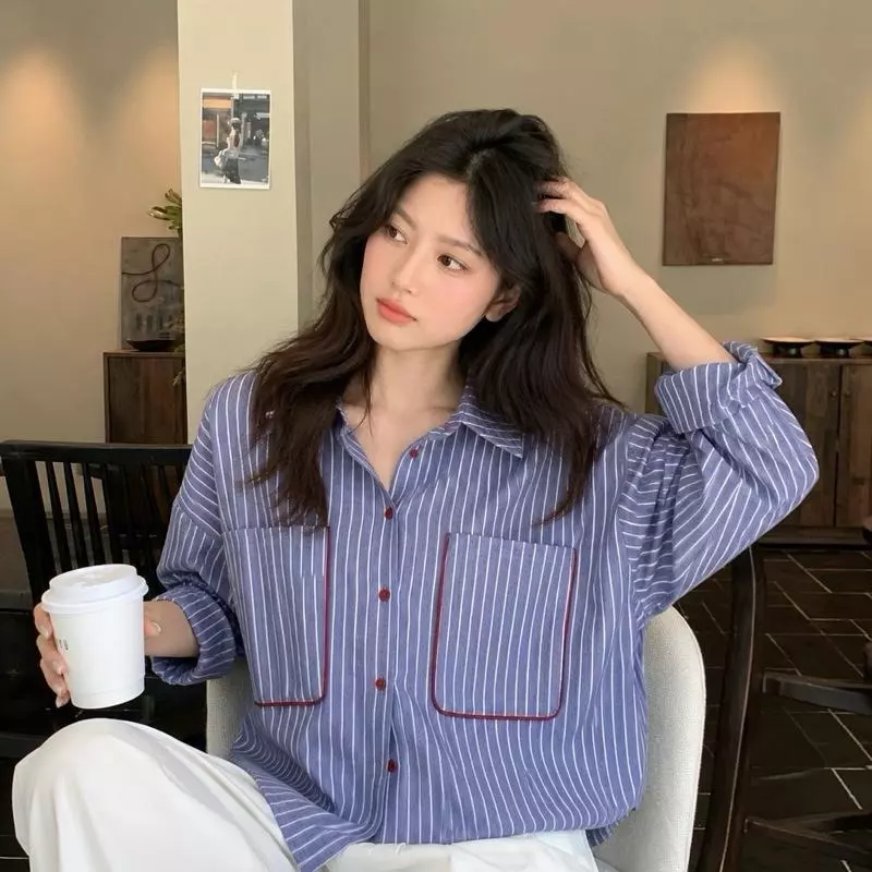 Chanan☘️CN135 4สี เสื้อเชิ้ตStrip collection คอตตอน Oxford เนื้อดี สวยใส่สบาย ใส่แล้วดูดีแบบ effortless (อก30-42 นิ้ว)