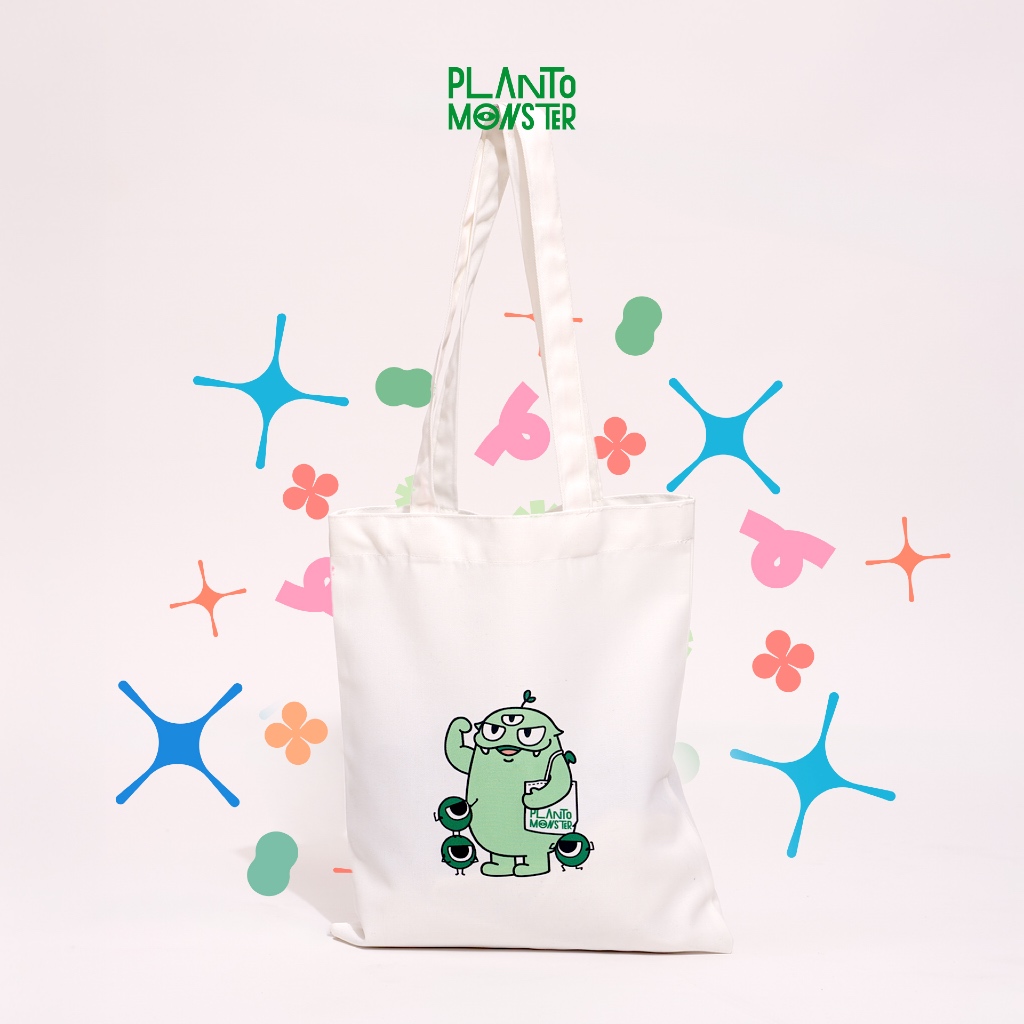 Planto Monster Tote Bag กระเป๋าผ้าสกรีนลาย ถุงผ้า
