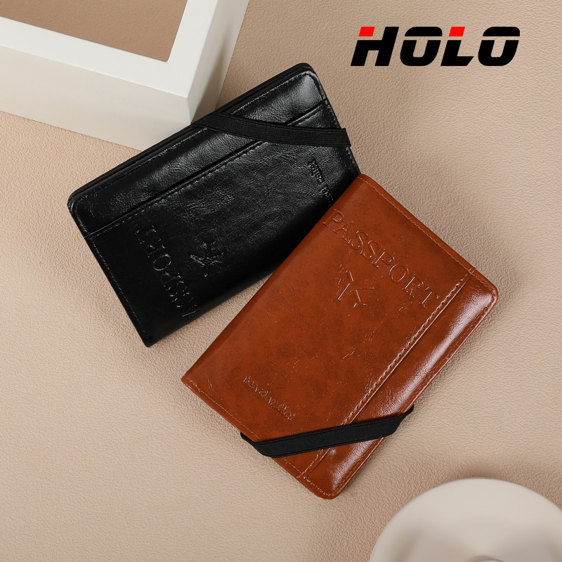 HOLO กระเป๋าหนังสำหรับพาสปอร์ต กระเป๋า RFID แฟชั่น กระเป๋าใส่บัตรหลายฟังก์ชัน