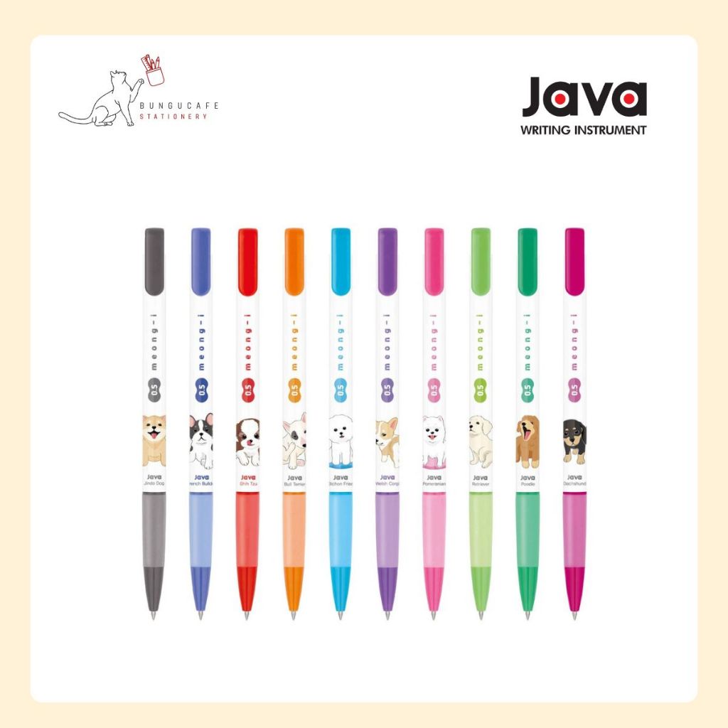 JAVA Naong 0.38 mm.- Meong 0.5 mm. SET // จาวา ปากกาลูกลื่น Naong 0.38 / Meong-i 0.5 เซค 11 ด้าม