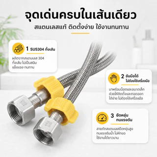 สายถักท่อน้ำสแตนเลส 304 ทนแรงดันสูง กันสนิม อเนกประสงค์ สำหรับต่อท่อน้ำ พร้อมส่ง ราคาถูก