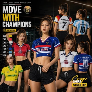 ZUZA Sporty Babe Crop - ชุดเซ็ท เสื้อครอปบอล แฟชั่น ใส่ทีมเชียร์บอล พร้อมกางเกงขาสั้น ลุคสปอร์ตเกิร์ล เนื้อผ้าไมโครฯ