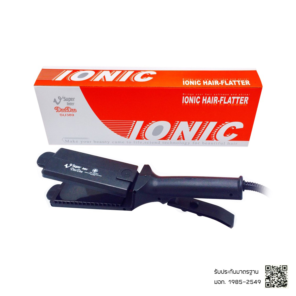 เครื่องหนีบผม เครื่องหนีบ รีดผม ซุปเปอร์วี Super V รุ่น SU389 ionic (กล่องส้ม) หน้าใหญ่ มีฟัน