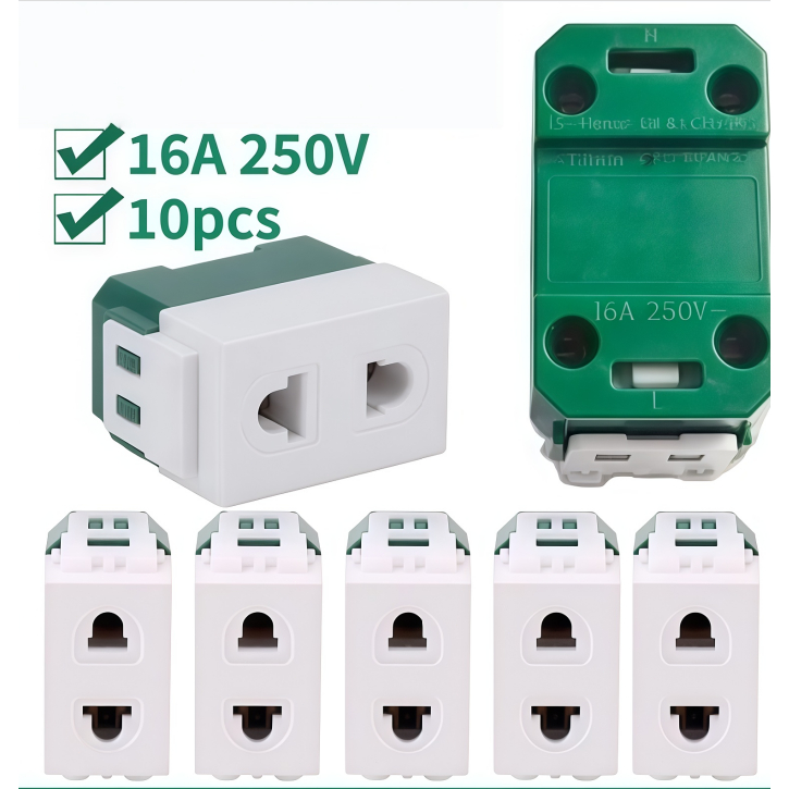 10pcs เต้ารับไฟฟ้า 2 รู สำหรับเครื่องใช้ไฟฟ้า ติดตั้งและเปลี่ยนอะไรง่าย