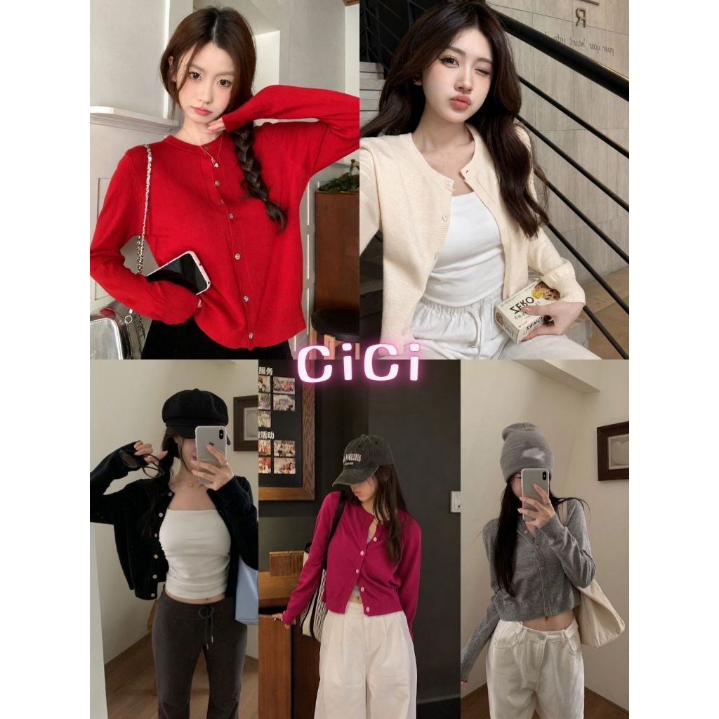 ส่งทันทีCici (NO. D091) เสื้อเเขนยาวไหมพรม กระดุมหน้าใช้งานได้จริง ผ้านิ่มยืดใส่สบาย แมทช์ได้หลายลุคหลายสไตล์