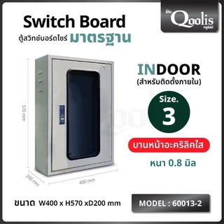 ส่งไว🔥[Qoolis] ตู้ไฟเหล็ก หน้ากระจก ตู้ไฟโซล่าเซลล์ มีรูระบายภายใน ตู้สวิทซ์บอร์ด ตู้ใส่อินเวอร์ เบอร์ 1-4