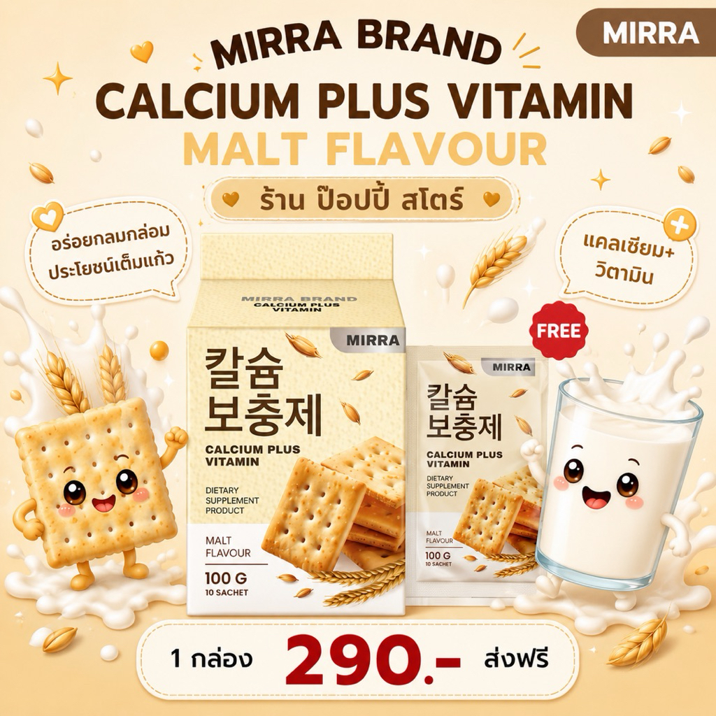 Mirra Calcium มิร์รา แคลเซียม รสชาติใหม่ รสไวท์มอลต์