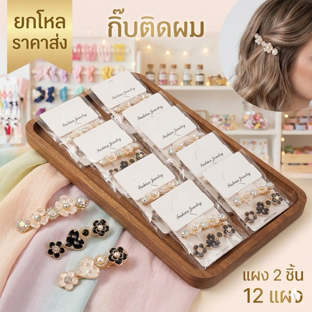 ยกโหล กิ๊บติดผมแฟชั่น แผง2ตัว G071