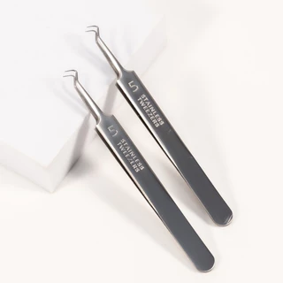 STAINLESS แหนบกดสิว หรือคีบอุปกรณ์ ขนาดขนาดเล็กมากพิเศษ ปลายแหนบดีไซน์โค้งงอพิเศษ สแตนเลสคุณภาพสูง [P-P322]