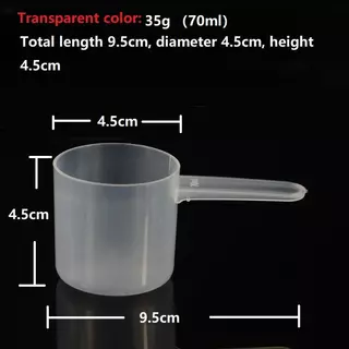 ช้อนตวงพลาสติก 35กรัม ใส ก้นแบน ขนาด 70mL.- 35g/70mL Plastic measuring spoon Flat-Bottomed