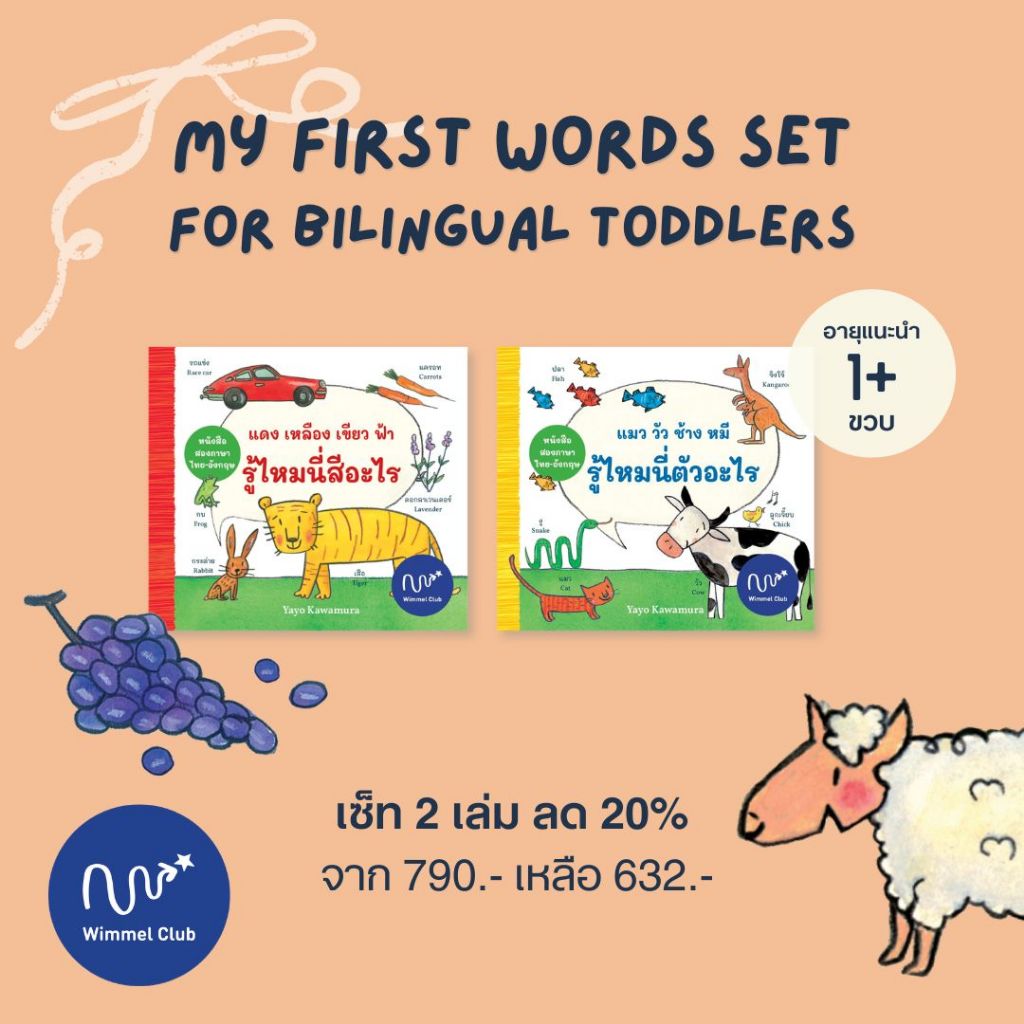 Wimmel Club My First Words Set | รู้ไหมนี่สีอะไร และ รู้ไหมนี่ตัวอะไร | บอร์ดบุ๊คศัพท์ไทย-อังกฤษ | เซ็ท 2 เล่ม