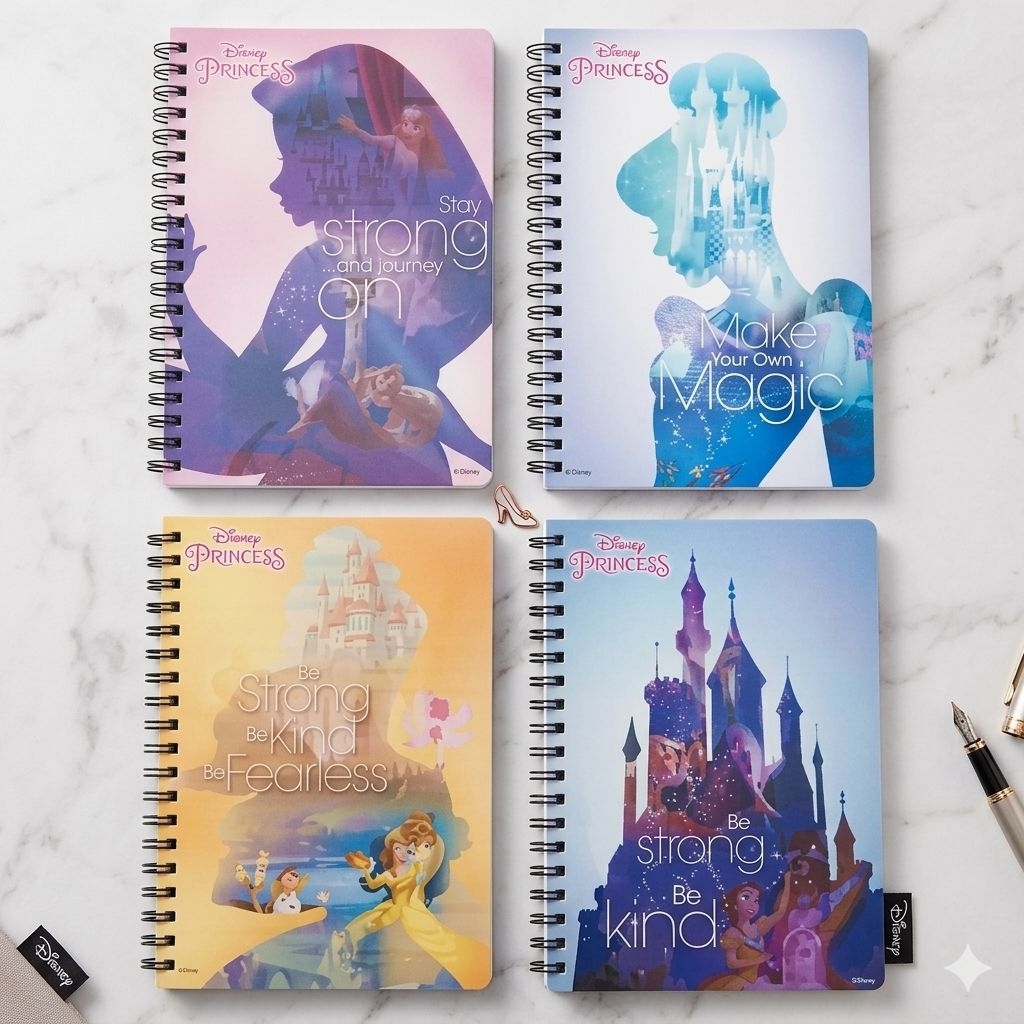 สมุดริมลวดหน้าปก​ เจ้าหญิง​ disney​ ​ 3มิติ