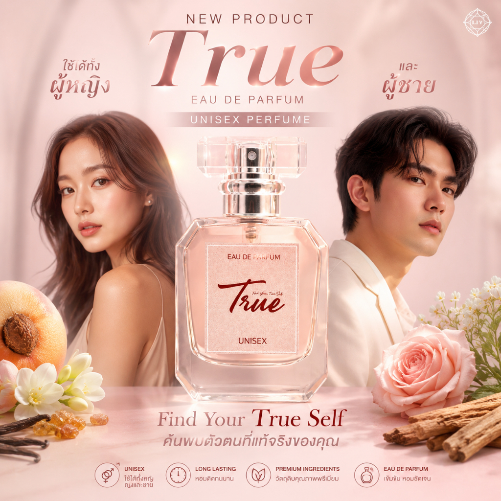น้ำหอม Liv-White  กลิ่นทรู TRUE 1 ขวด 30 ml. น้ำหอมดารา ติดทนนาน Unisex  ผู้หญิง ผู้ชายใช้ได้