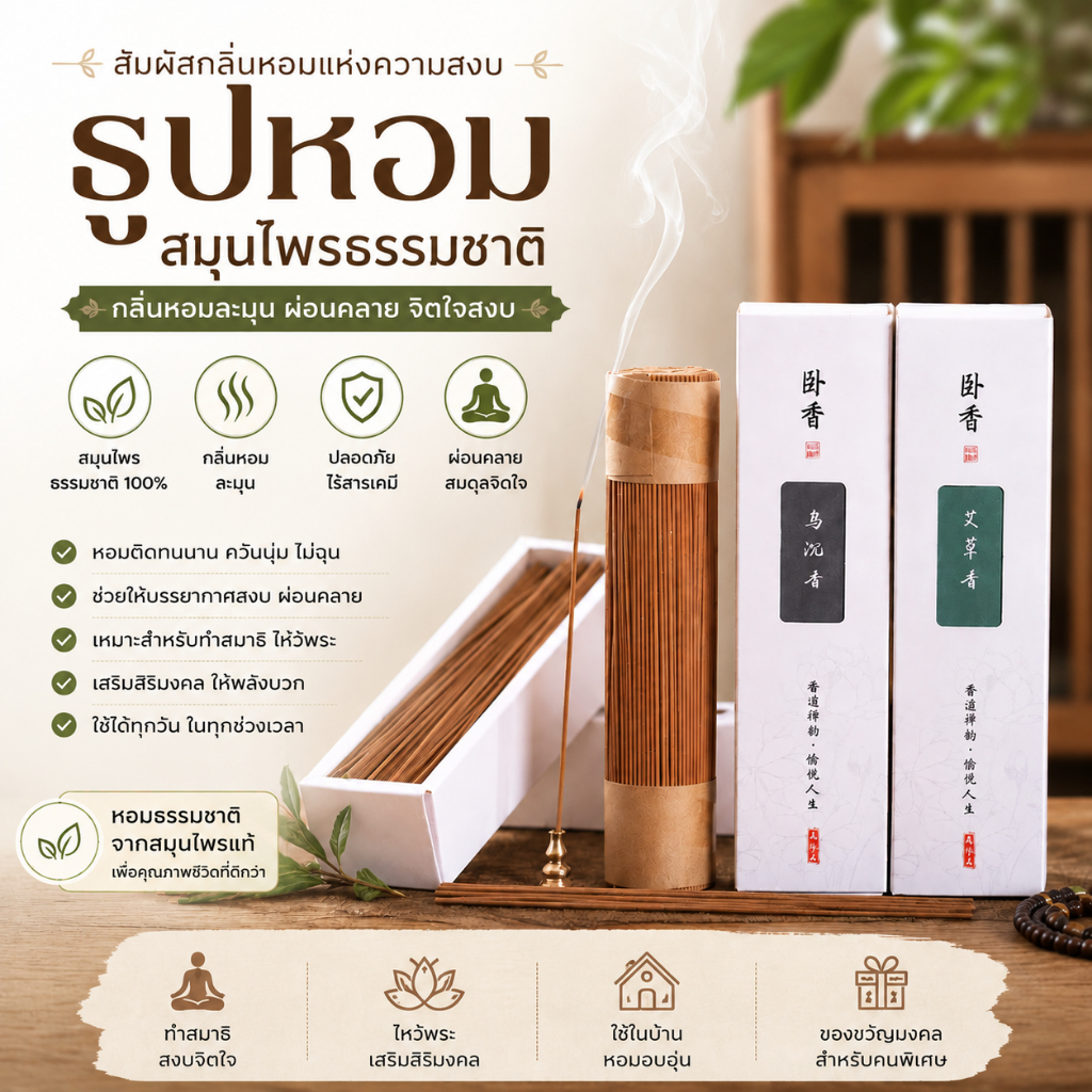 (พร้อมส่ง) ธูปหอม ยกกล่อง มี 7 กลิ่น ให้เลือก ธูปหอม กลิ่นสมุนไพร ไม่ฉุน ธูปอโรมา CENSE-STICK