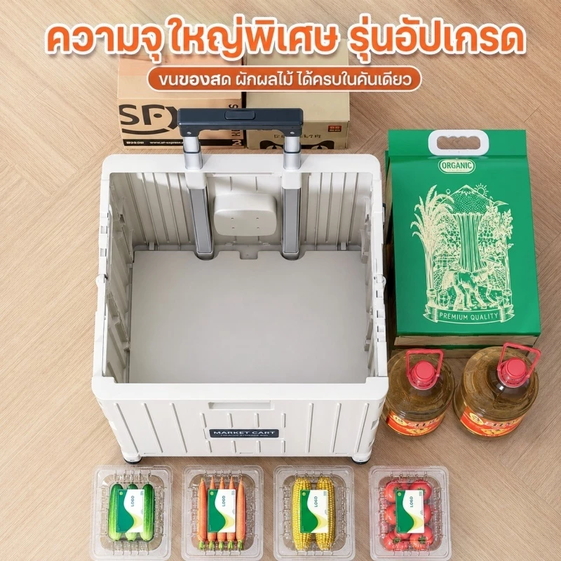 Organixo รถเข็นพับได้ 30L-100L ล้อปีนบันได รับน้ำหนัก 80kg ดีไซน์มินิมอล สำหรับช้อปปิ้ง แคมป์ปิ้ง ใช้งานในบ้าน thumbnail 3