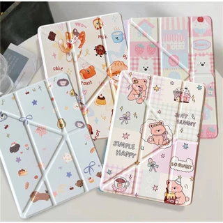 017.เคสฝาพับ สำหรับ Samsung Galaxy Tab S6 lite/Tab A7 lite/Tab A11 A9 Plus S7 S8 S9 S10 FE S9FE มีช่องใส่ปากกา เคสหนัง