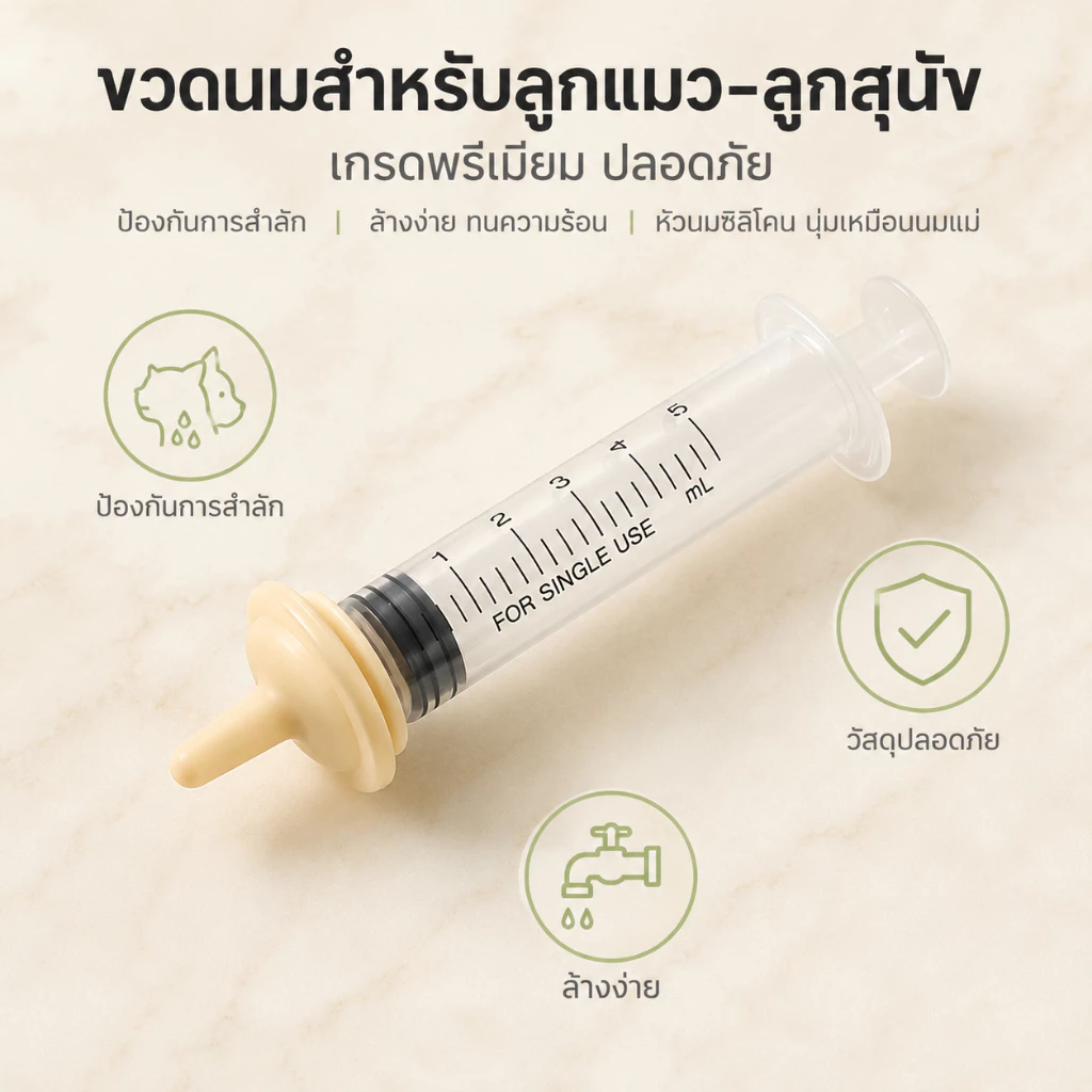 จุกนมแมว ขวดนมลูกแมว กระรอก ซิลิโคนเกรดอาหาร thumbnail 4