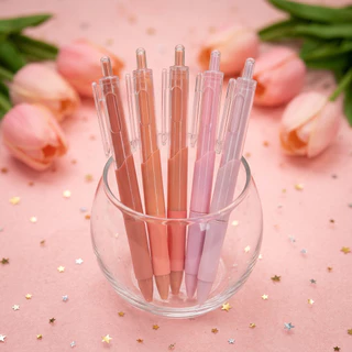 CAWL ปากกาเจล แบบกด สีไล่ระดับ 0.5 มม. น้ำหมึกสีดำ แก้ไขท่าจับปากกาให้ถูกต้อง 1กล่องมี5ด้าม