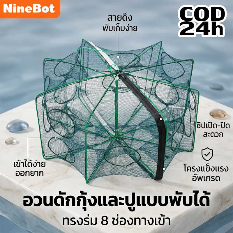 【Ninebot】ดักปลาดักกุ้ง พับเก็บได้ 8/10 ช่อง ลอบกุ้งฝอย ทนทาน ใช้งานง่าย ดักสัตว์น้ำขนาดเล็ก