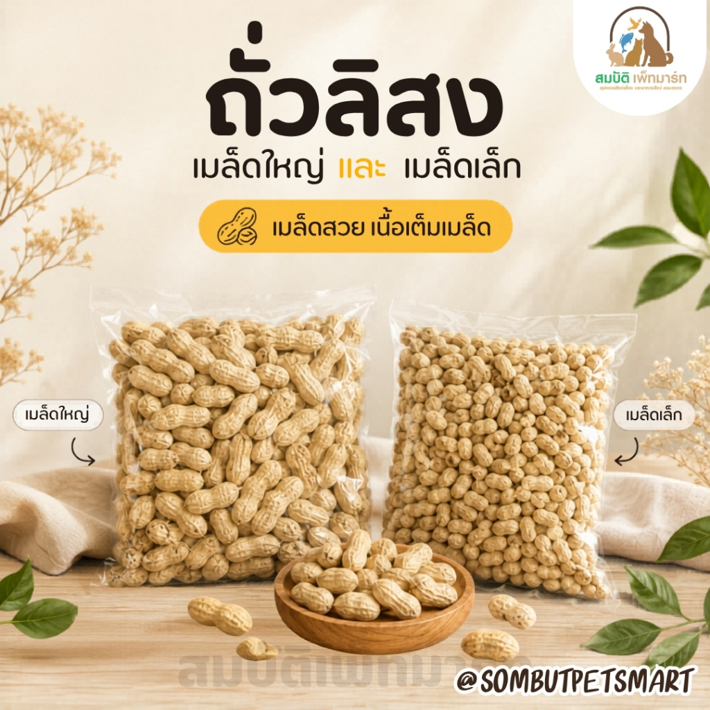 (แบ่งขาย 1KG.) ถั่วลิสง เม็ดเล็ก-ใหญ่ อาหารนกแก้วขนาดกลาง-ใหญ่ แฮมสเตอร์ กระรอก กระแต