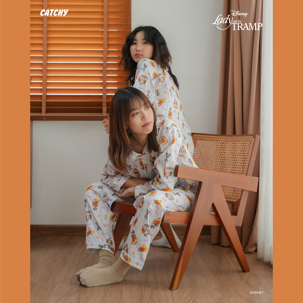 CATCHY x DISNEY's Lady and the Tramp ชุดนอน แขนสั้น แขนยาว ขาสั้น ขายาว ลิขสิทธิ์แท้ ผ้าคอตต้อนพรีเมี่ยม