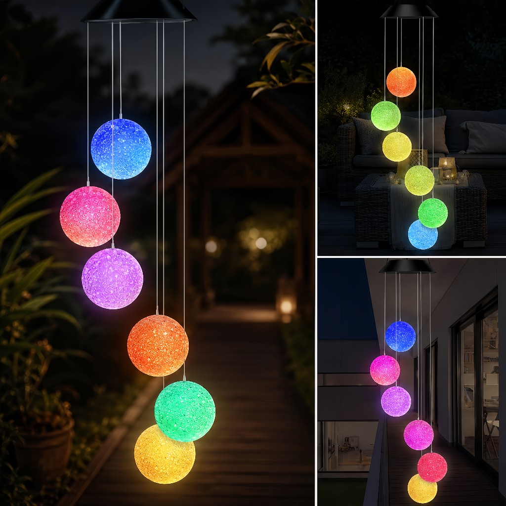 ไฟตกแต่งโซล่าเซลล์  RGB ไฟแต่งสวน กลางแจ้ง โคมไฟกระดิ่งลม ตกแต่งสวน พร้อมส่ง