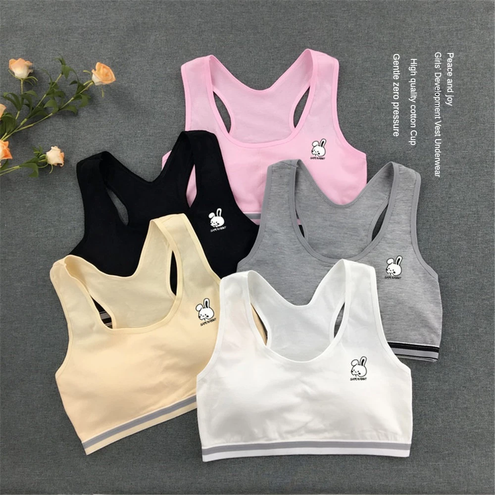 เสื้อกล้ามครอบอกเด็ก ฤดูร้อน อายุ 8-15 ปี วัยเจริญเติบโต ไม่มีปุ่ม ใส่ถอดสะดวก ผ้าสองชั้น แผ่นรองอกถอดได้ สำหรับนักเรียน