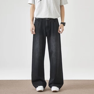 Baggy S-5XL กางเกงยีนส์ขายาวทรงตรงแบบหลวมๆ สไตล์เกาหลี สำหรับผู้ชาย เหมาะสำหรับหลายโอกาส