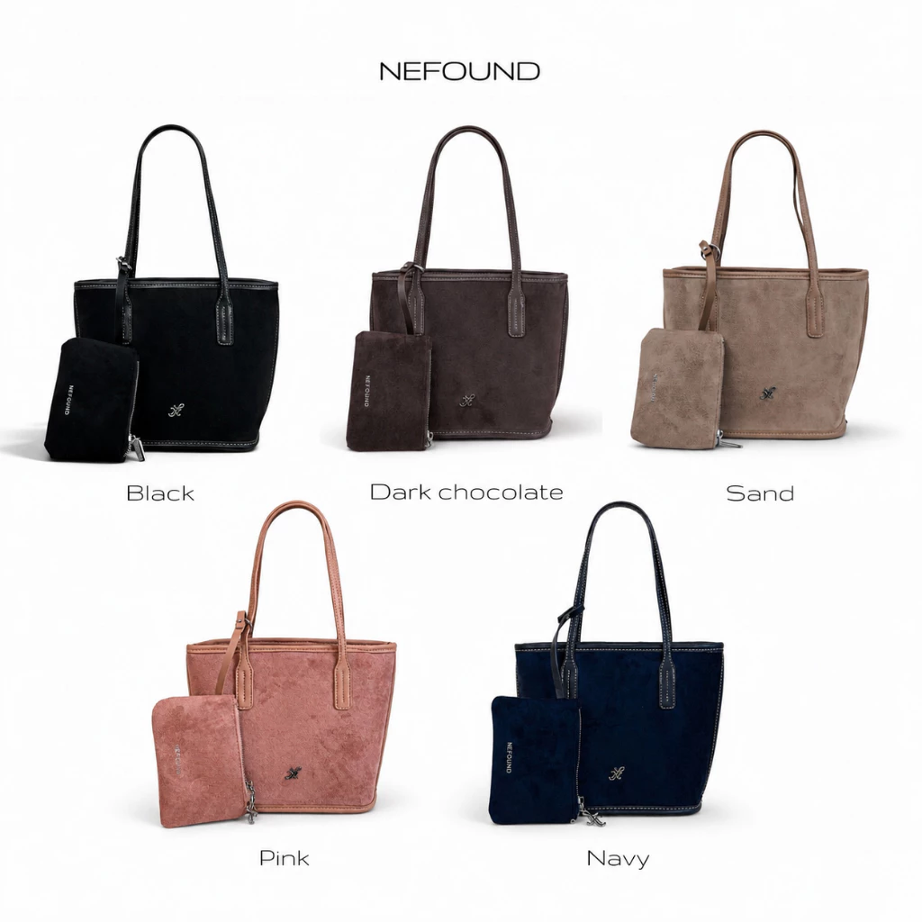 NF25043 NEFOUND กระเป๋า Mini tote รุ่น Bestie bag หนังกลับ Premium ขึ้นทรง พร้อมใบเล็ก