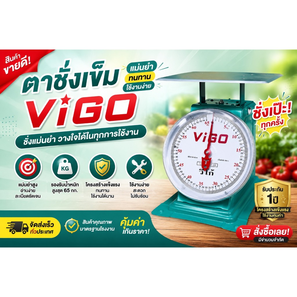 ตาชั่งสปริงตราวีโก้ ตาชั่งมาตรฐานสากล เครื่องชั่งสปริง คุณภาพ ขนาด 65 กิโล