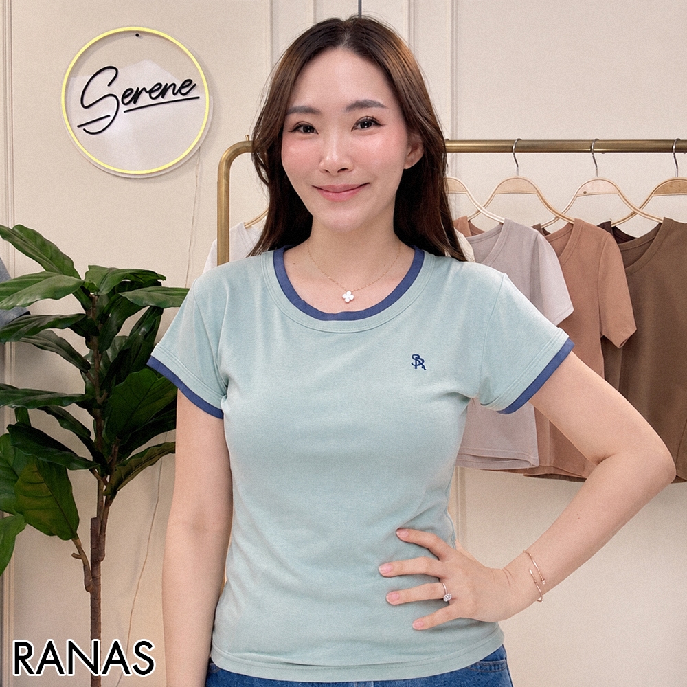 Serene's Choice เสื้อยืด คอกลม คอซ้อน แขนซ้อน ทูโทน เข้ารูป ปักโลโก้ Ringer Tee