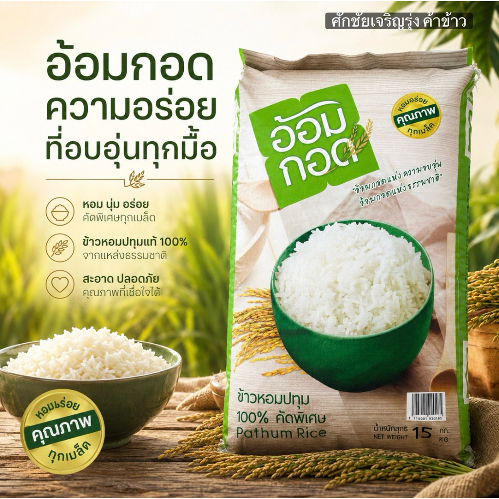 ข้าวหอมมะลิปทุม ขนาด15กิโล