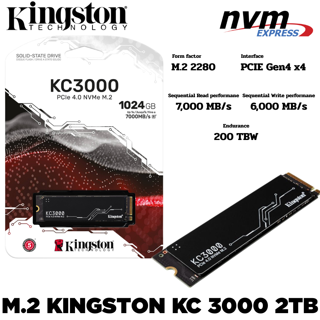 M.2 2 TB SSD (เอสเอสดี) KINGSTON KC3000 - PCIe 4x4/NVMe M.2 2280