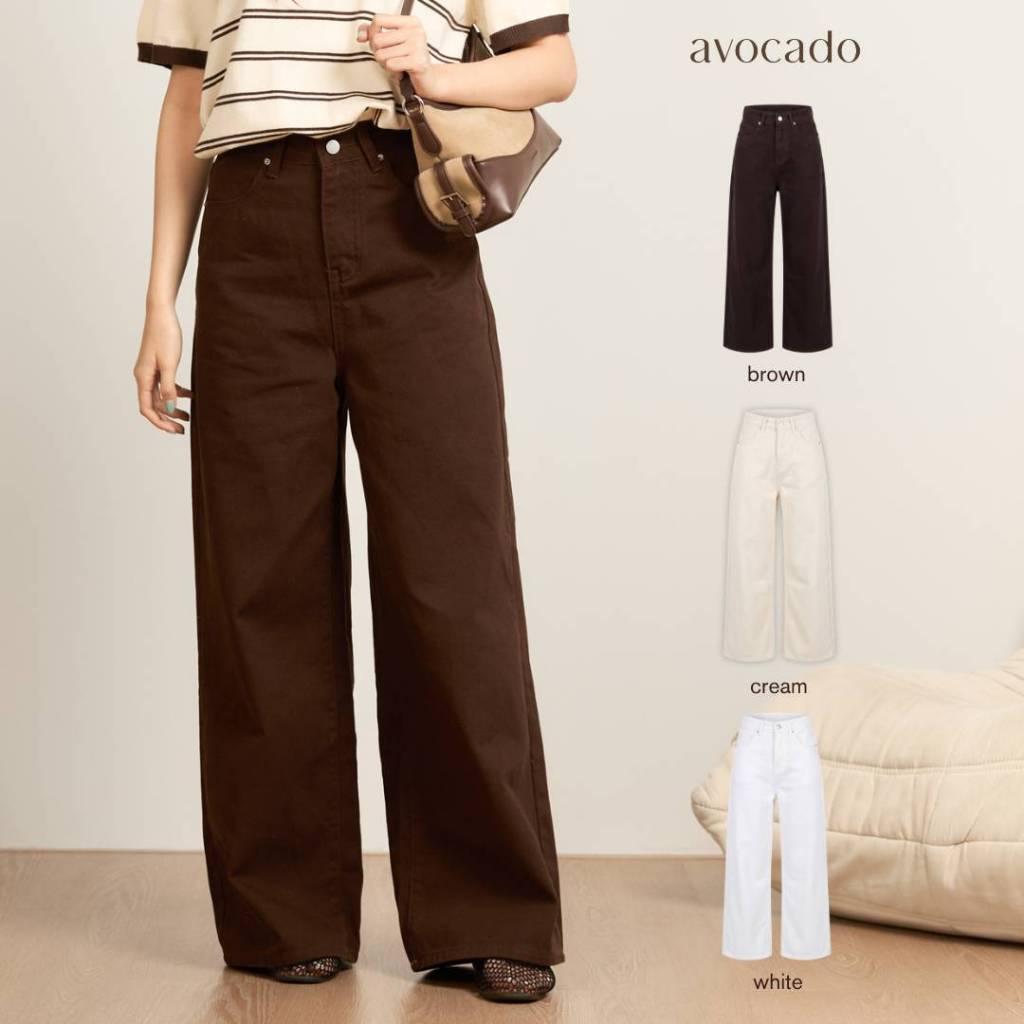 avocado - Seamless Denim Trousers กางเกงยีนส์ทรงกระบอกกว้าง เนื้อผ้า Cotton I มีไซส์ S-XL