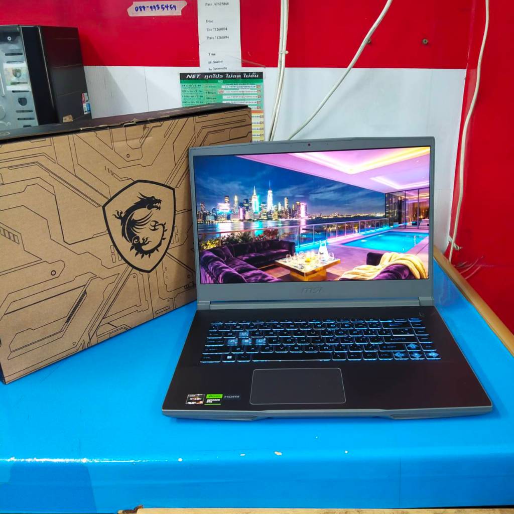 MSI  THIN  A15  B7UC - 046TH  สภาพเครื่องภายนอก  90%  ประสิทธิภาพการทำงาน  100%