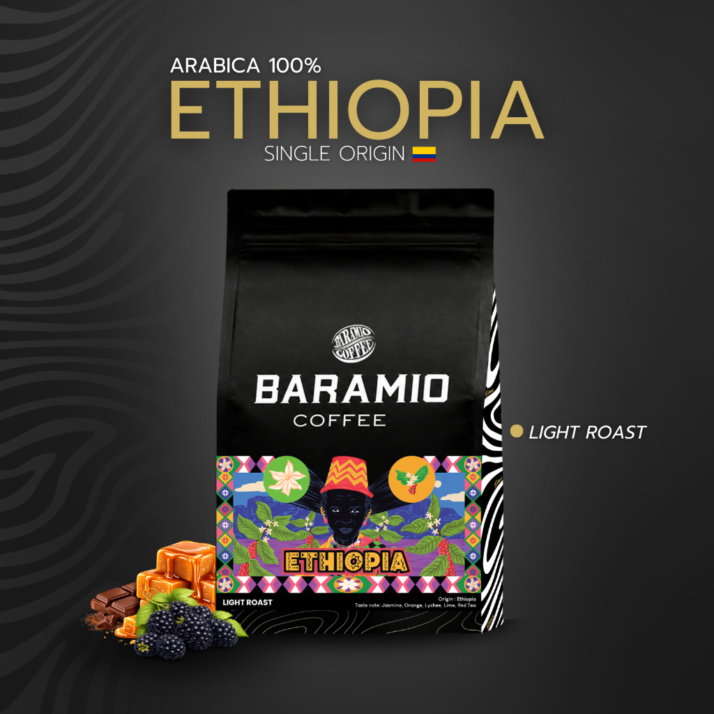 Baramio เมล็ดกาแฟรุ่น Ethiopia Buku Abel G1 200-500g.(Arabica100%)Taste Note:Lychee,Jasmine, Red tea