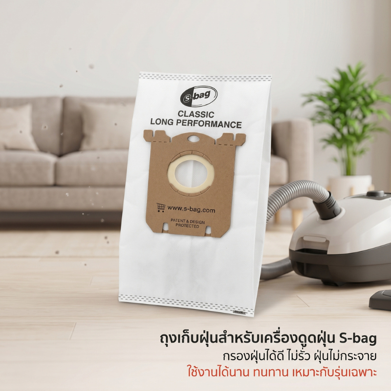ถุงเก็บฝุ่นS-Bag ถุงกรองฝุ่นคุณภาพดี ใช้ได้กับเครื่องดูดฝุ่นหลายยี่ห้อ Vacuum Cleaner Dust Bag