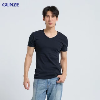 GUNZE กุนเซ่ เสื้อยืดผู้ชาย แขนสั้น คอวี สีดำ (BL) รหัส GS1631