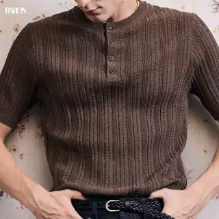 BARON - KEN Henley shirt เสื้อแขนสั้นทรงเรียบหรู ดีไซน์ Henley Neck